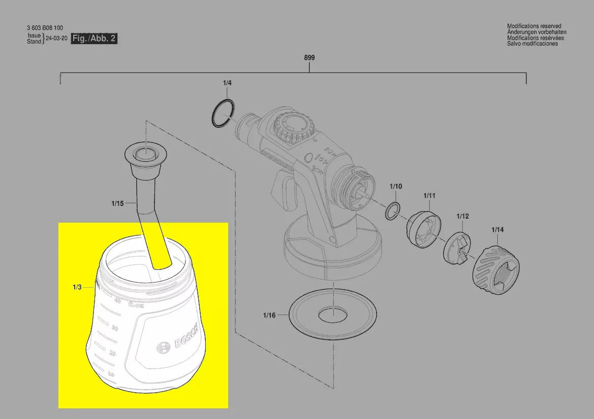 Réservoir à peinture 1200 ml pour BOSCH